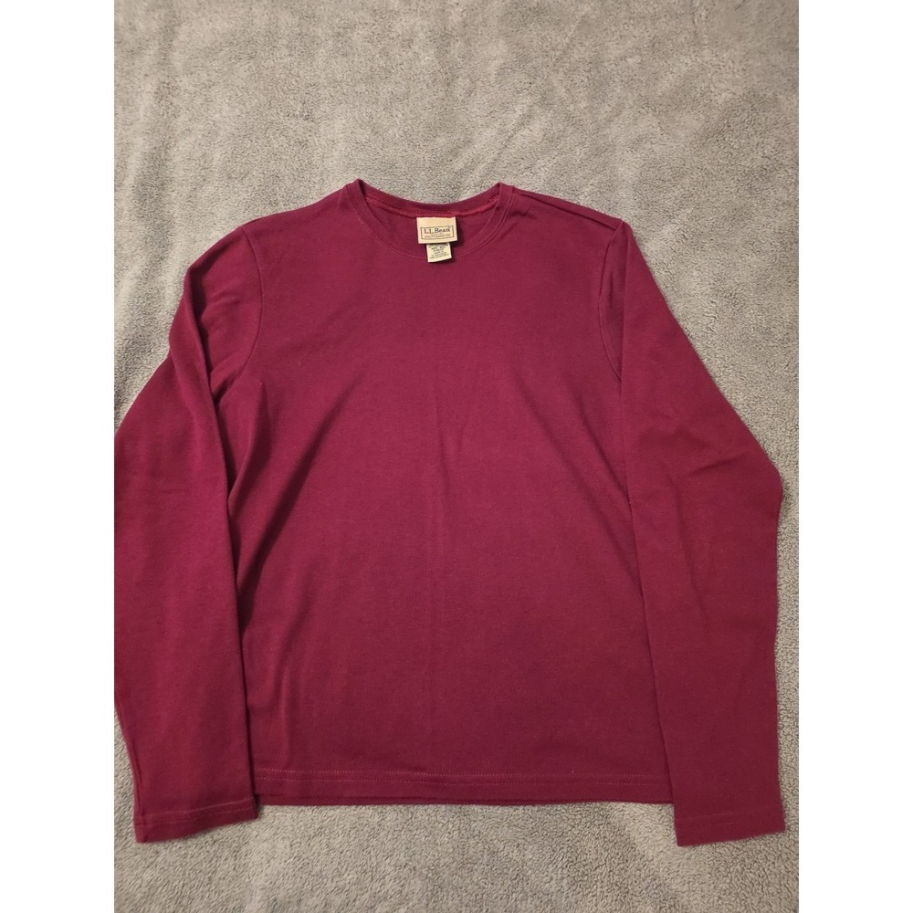 L.L. Bean Women's Wine Colored Crew Neck Long Sleeve Cotton Blend Top Size M